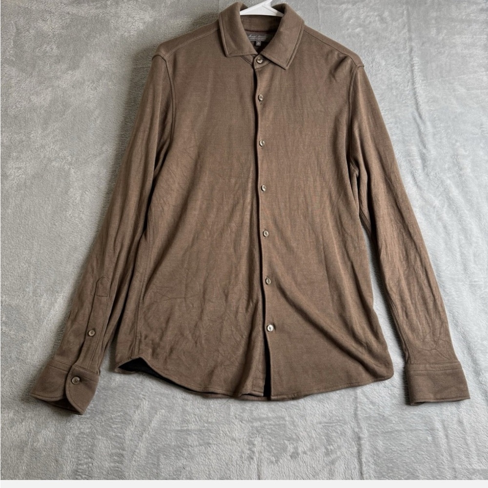 Daniel Cremieux Shirt Mens M Brown Modal Wool Blend Signature Stretch Work